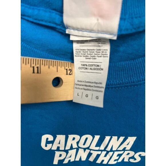 90s Carolina Panthers NFL Majestic TAG Size Large Blue T-Shirt HUGE logo Unisex - Picture 4 of 7